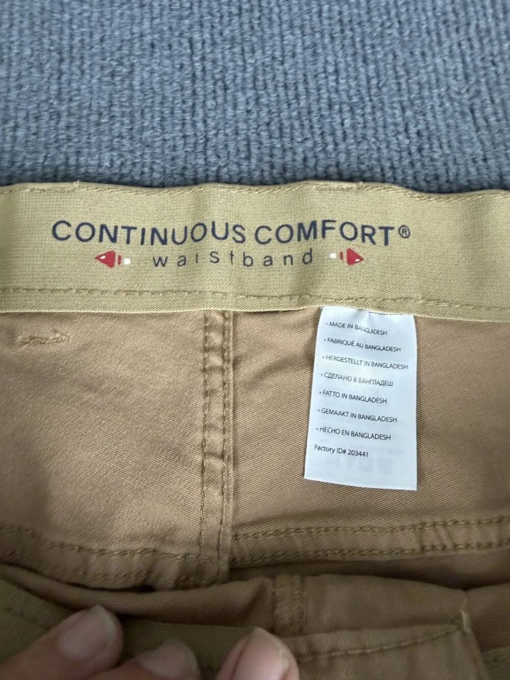 HB Mens Continuous Comfort Waistband Khaki Pants 50W 28L